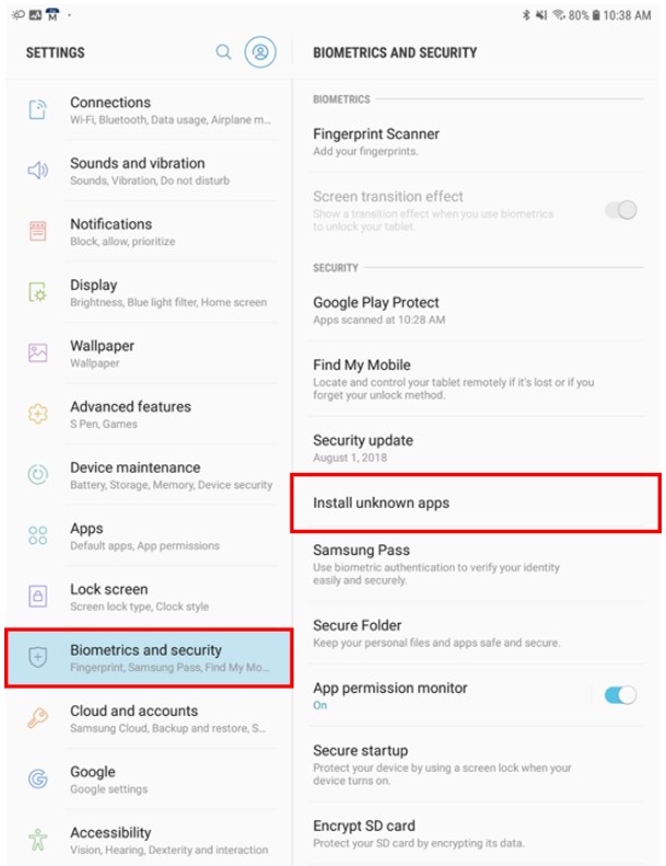 Enable Unknown Sources screenshot